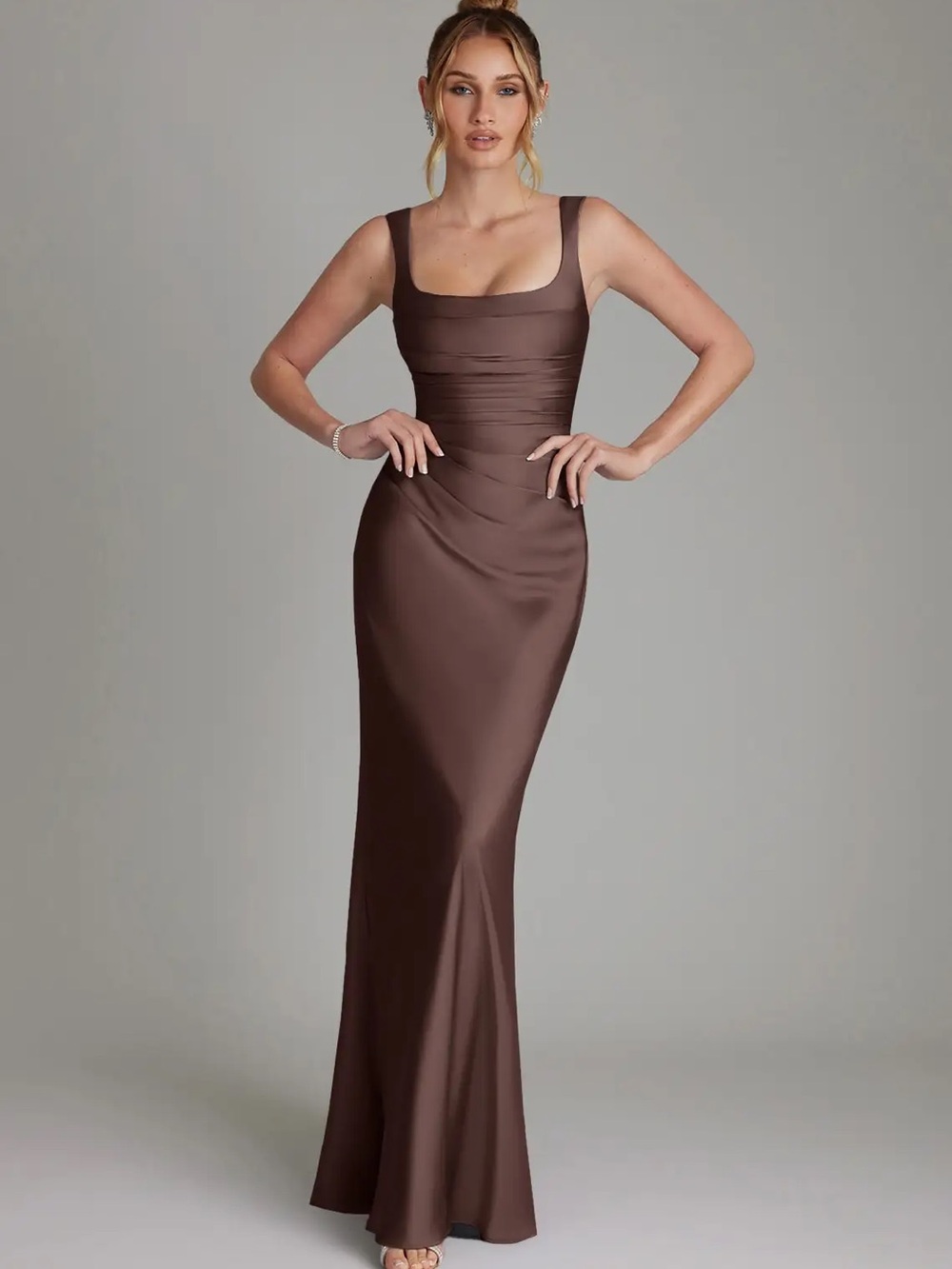 Azazie Agustina Dress In Ganache Sz A4 NWT